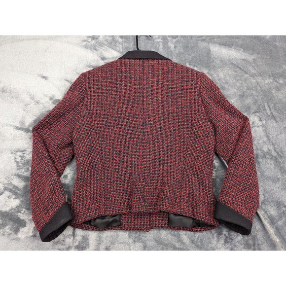 VTG Lord & Taylor Blazer Jacket Size 8 Wool Colorful Arsty Button Up 90s Red - Picture 2 of 16